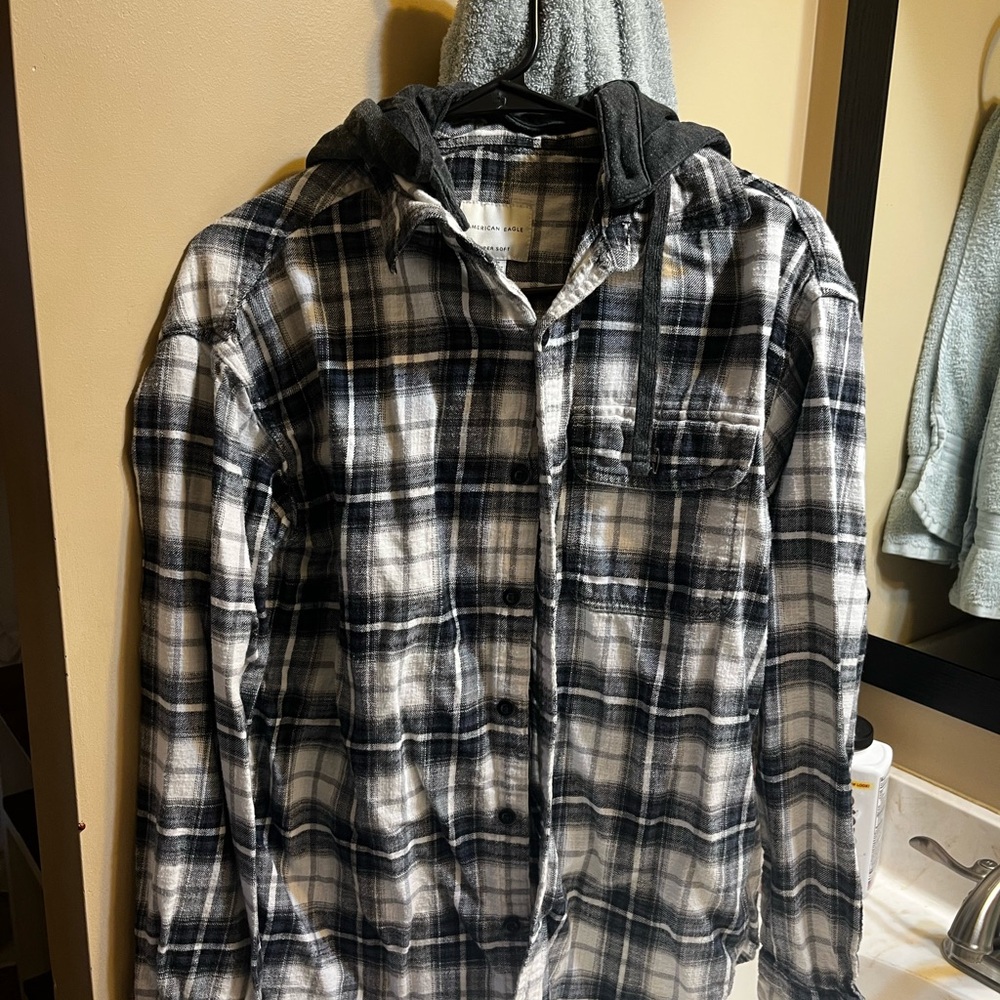 Plaid Button-Up Hoodie